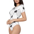 thumbnail image 2 of KLL Women 's Crew Neck Bodysuit Jumpsuits Black Rabbit Print Short onesies Stretch T Shirts, 2 of 7