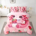 thumbnail image 2 of Homewish Kawaii Axolotl 7-Piece Twin Bedding Sets,Red Cute Strawberry Bedding Comforter Set,White Cartoon Daisy Flower Sheet Sets For Girls Kids,Breathable Home Decor Reversible, 2 of 8