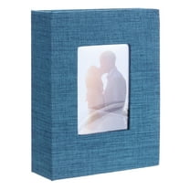 Uxcell Photo Album 6.5'' x 4.9'' Linen Cover Small Book for 100 Pockets Hold 100 Pictures for Family Anniversary Blue
