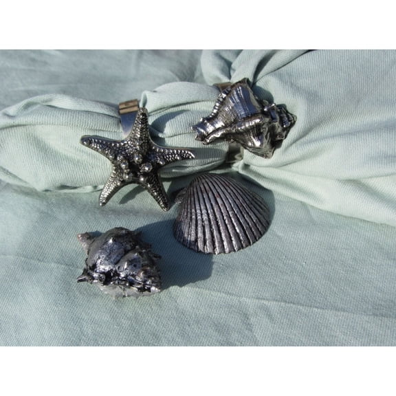 Elk Home Seashell Napkin Ring in Pewter - Set of 4