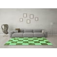 thumbnail image 3 of Ahgly Company Machine Washable Indoor Round Checkered Turquoise Blue Modern Area Rugs, 7' Round, 3 of 4