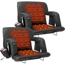 Slsy 2-PACK Dual-Sided Heated Stadium Seat for Bleachers with Back Support, Heated Stadium Chair for Outdoor Sport Events, 6 Reclining Positions, USB 3 Levels of Heat, 4 Pockets