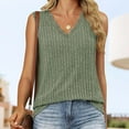 thumbnail image 5 of Tank Tops for Women Trendy Lace V Neck Knit Sleeveless T Shirts Work Casual Solid Color Loose Summer Blouses (2XL, Green), 5 of 7