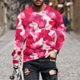 thumbnail image 2 of COSFO Crew Neck Tshirts Shirts for Men Casual Long Sleeve Pink Camouflage Tops Drop Shoulder Loose T-Shirts Men's Shirts, 2 of 6