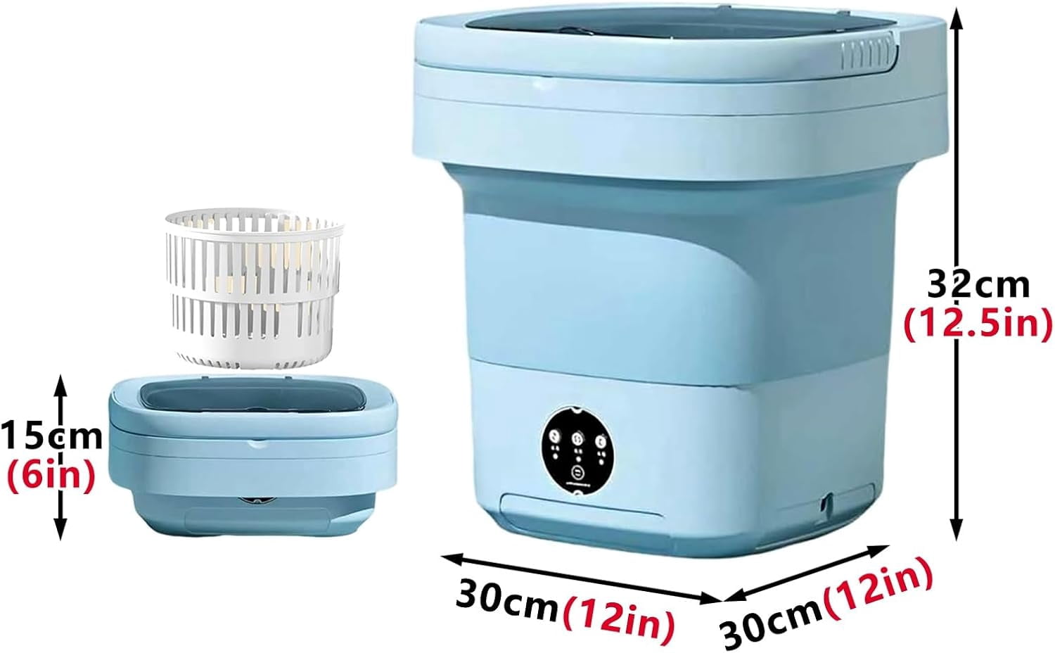 Portable Travel Washing Machine, 11-Liter Mini Foldable Washer with Spin Dry Function, Compact, Ideal for Apartments Dormitories Hotels, Camping