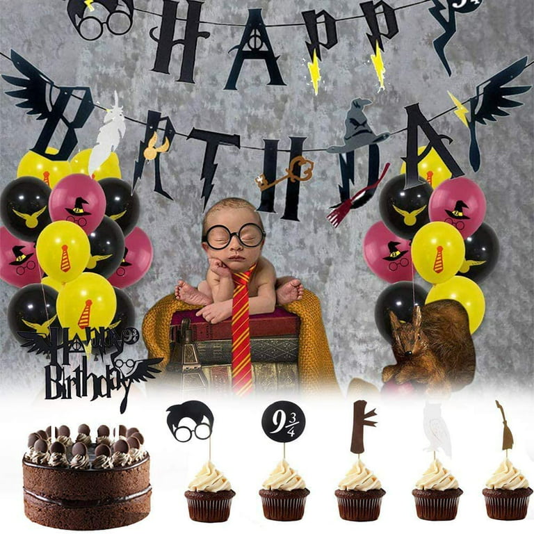 BUZIFU Happy Birthday Banner Cake Decorations and Cupcake Topper Harry  Potter Magic Party Garland Wizard Birthday Party Decorations Halloween  Party Supplies Decoration for Adults Kids Boys and Girls 