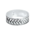 thumbnail image 4 of KUZZOI Men's 0,27" Fishbone Pattern Wedding Band Ring 925 Silver, 4 of 6