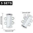 thumbnail image 3 of 5Sets 4-Holes Tube Brass Slide Lock Clasps no Nickel Connector Platinum Color Clasps for DIY Jewelry Making 16x10x7mm, 3 of 6