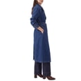 thumbnail image 3 of INSPIRE CHIC Womens Denim Trench Coats Double Breasted Long Sleeves A Line Lapel Belted Pockets Back Slit Fall Winter Long Jean Jackets Small Blue, 3 of 6