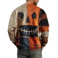 thumbnail image 7 of Fabrcox S-5XL Halloween Shirt Men Spooky Pumpkin Face Patchwork Crew Neck Sweatshirt for Mens Funny Fall Waffle Big and Tall Pullover 4XL, 7 of 7