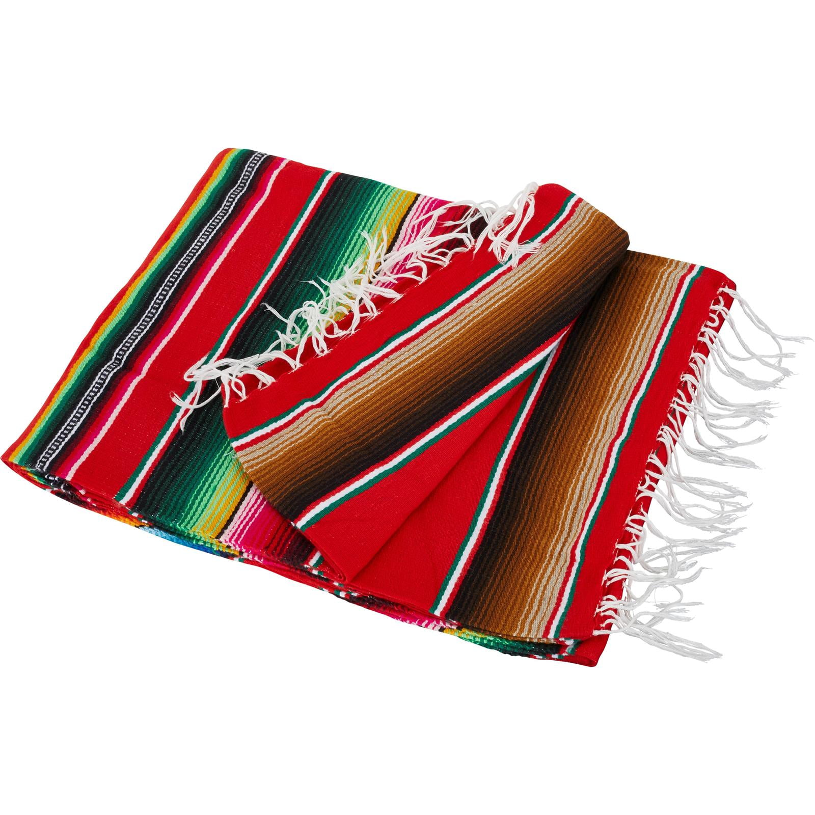 Vibrant Red Serape Mexican Blanket, 84x64 Inch, Custom Seat Cover