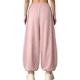 thumbnail image 5 of Girls Pink Parachute Pants Wide Leg Casual Lounge Pants with Elastic Waistband Drawstring Lightweight 100% Polyester,Size 12-13T, 5 of 6
