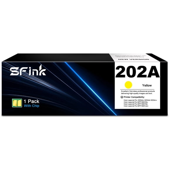 202A CF502A Toner Cartridge (1 Pack Yellow) Compatible for HP202A CF502A Toner Cartridge for Laserjet Pro MFP M281fdw M281cdw M254dw M254nw M281fdn M280nw M254dn Printer Ink