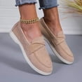 thumbnail image 2 of SCHUHLAND Women's Pleated Strap Faux Suede Loafers, Round Toe Low Heel Slip-On Casual Pumps, Black/Khaki, Summer, 2 of 14