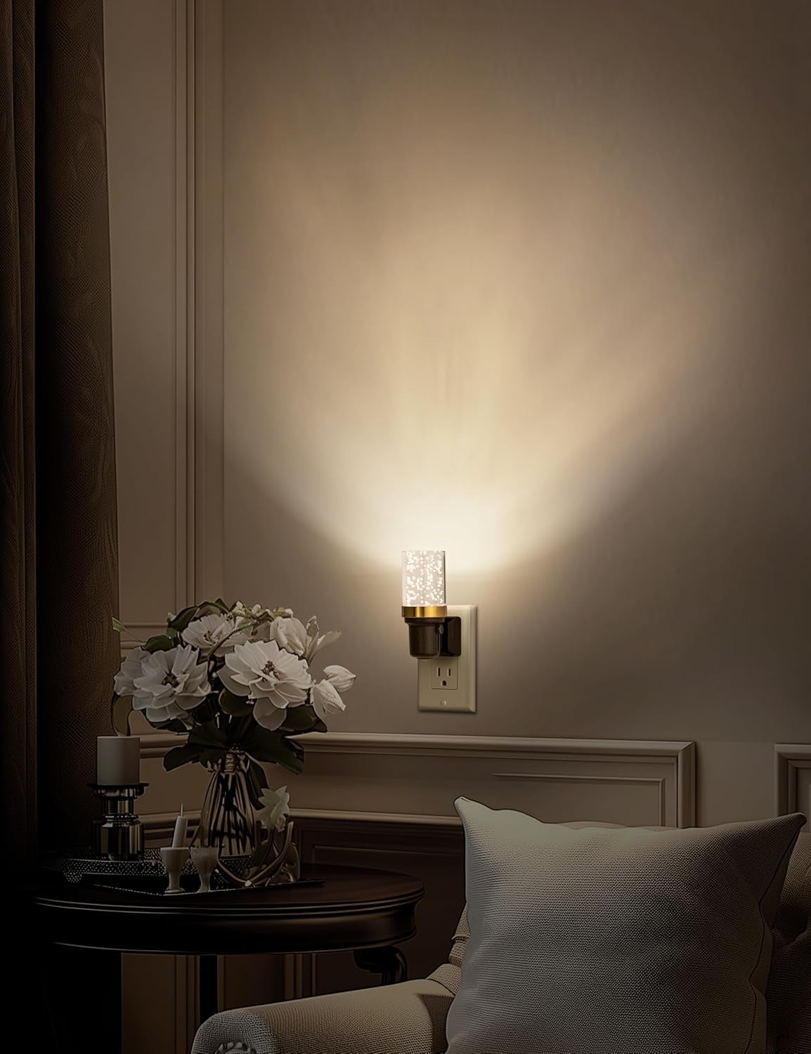 RGHJAR-LED Night Lights Plug into Wall, Modern Decorative Design Nightlights Plug in, Adjustable Brightness, Dimmable Night Light, Perfect for Adults' Bedroom, Hallway, Bathroom,Warm White