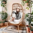 thumbnail image 2 of ModFusion Standing 370lb Capacity Wicker Egg Chair, Oversized Indoor/Outdoor Patio Lounger with Steel Frame, Beige, 2 of 8