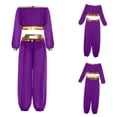 thumbnail image 5 of inhzoy Kids Girls 2-Piece Belly Dance Sequin Tassels Top & Pants Carnival Performance Outfit Purple 8, 5 of 6
