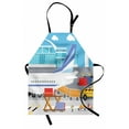 thumbnail image 1 of Airport Apron, Transportation Cartoon Composition of Loading Freight Containers in Cargo Plane, Unisex Kitchen Bib with Adjustable Neck for Cooking Gardening, Adult Size, Multicolor, by Ambesonne, 1 of 4