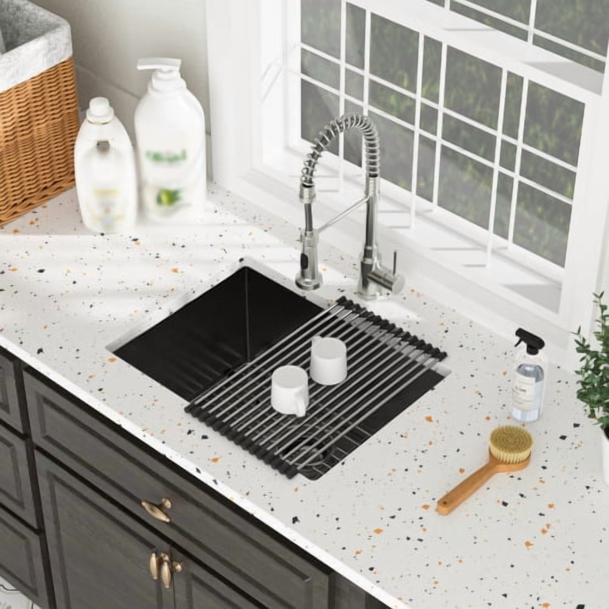 24-in Undermount Laundry Sink Gunmetal Black 16 Gauge Stainless Steel Deep Single Bowl Utility Sink for Laundry Room Kitchen And Pet Wash