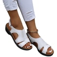 thumbnail image 2 of Domuza Ankle Buckle Strap Sandals for Women Open Toe Slip On Sandals with Arch Support Retro Sandal 2026 Summer Casual Wedge Sandals White 8（EU-40）, 2 of 4