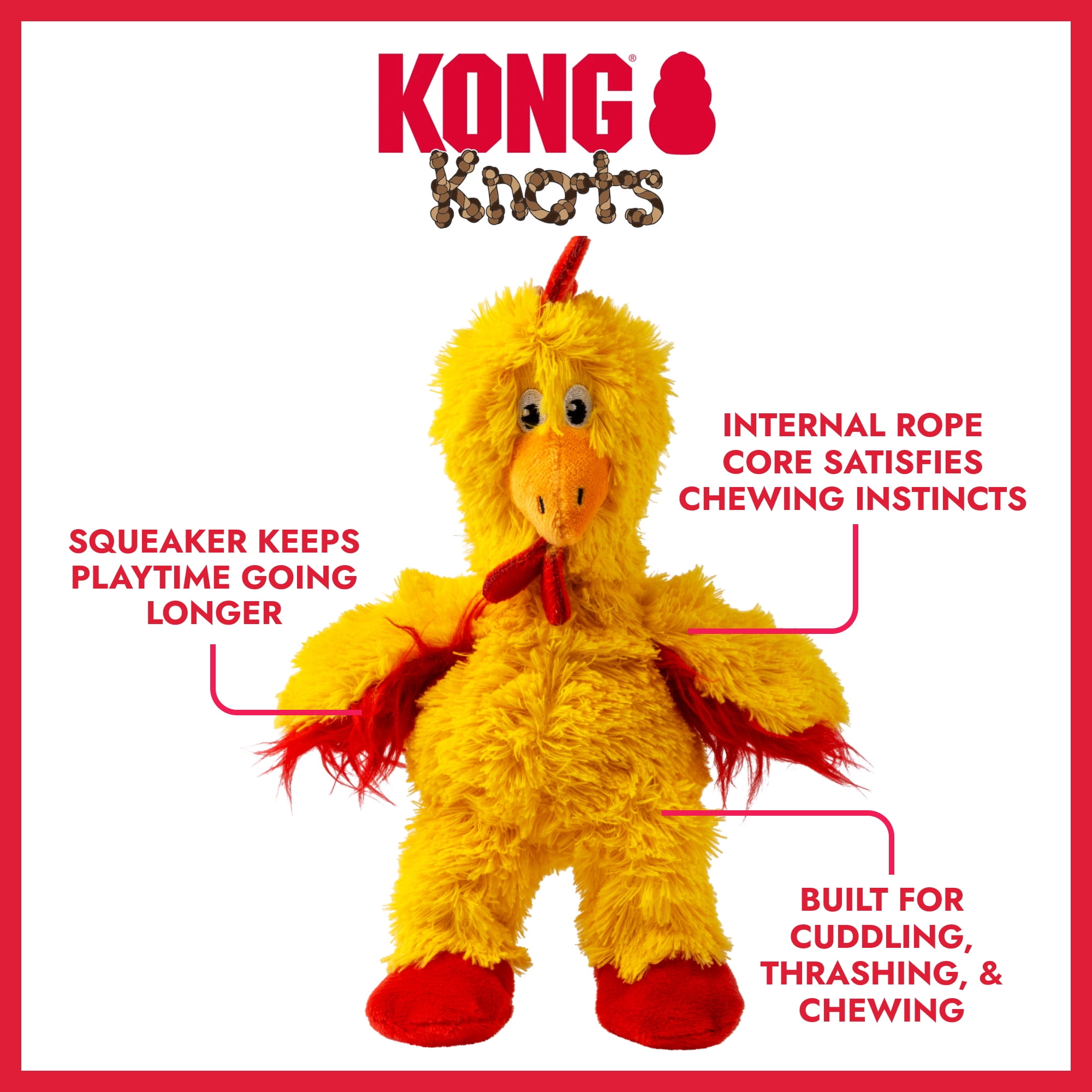 KONG® Knots Squeaker Dog Toy, Chicken, Small