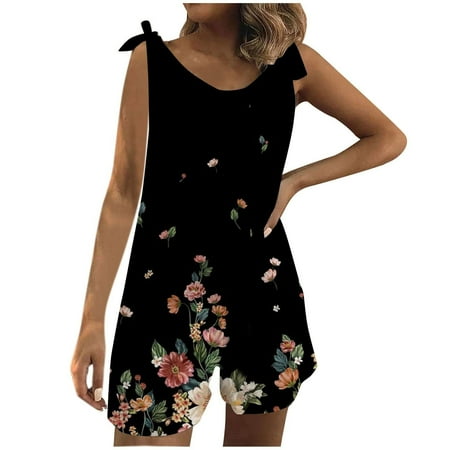 

Women Casual Print Pocket Romper Short Playsuit Bandage Sleeveless Jumpsuit Hot6sl4877245