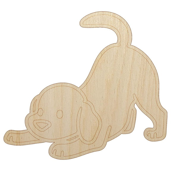 Labrador Retriever Play Bow Dog Wood Shape Unfinished Piece Cutout Craft DIY Projects - 4.70 Inch Size - 1/8 Inch Thick