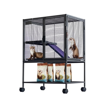 Multi-level Metal Small Animal Cage with Storage Stand & Tray
