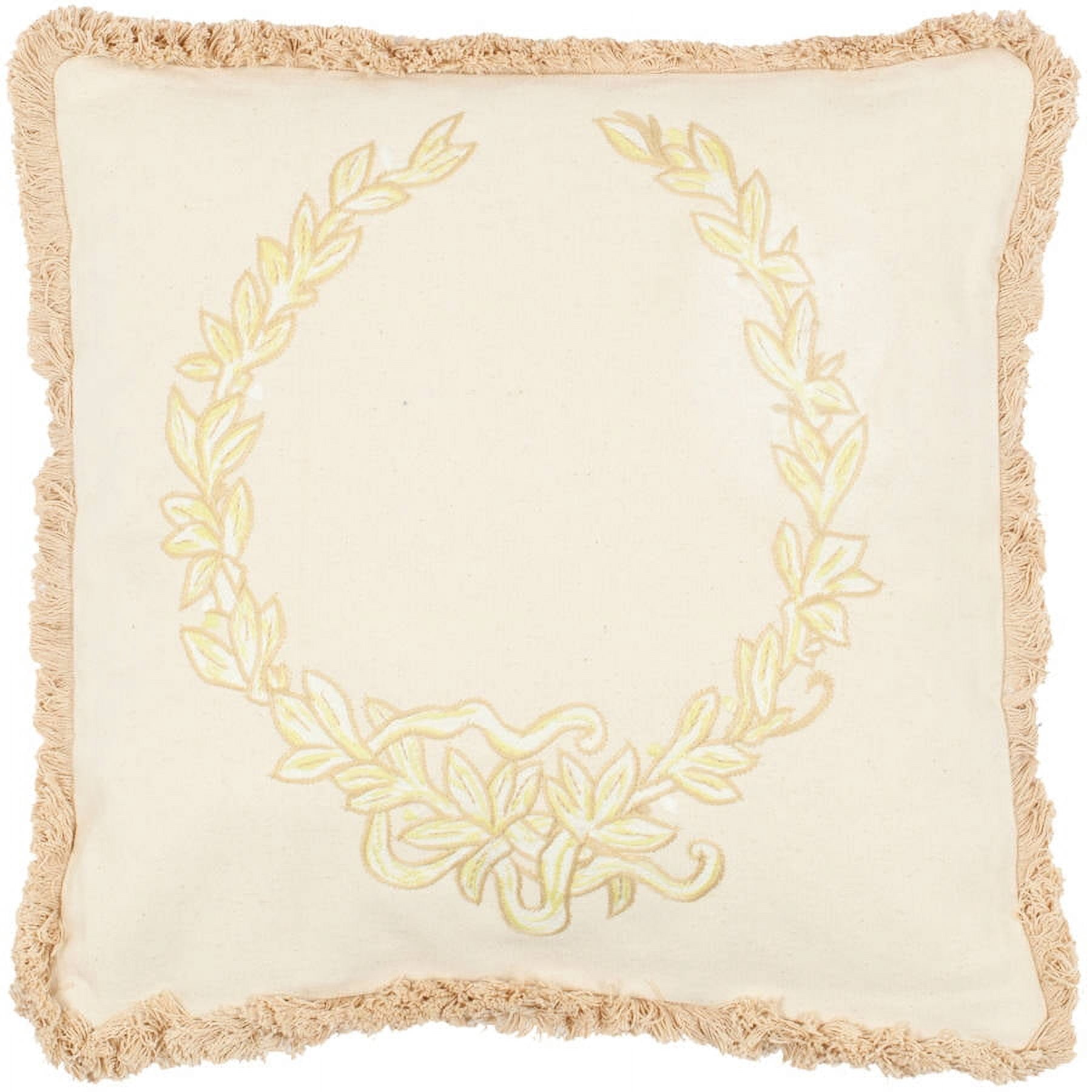 SAFAVIEH Lola Floral Pillow, 18" x 18", Wheat, Set of 2