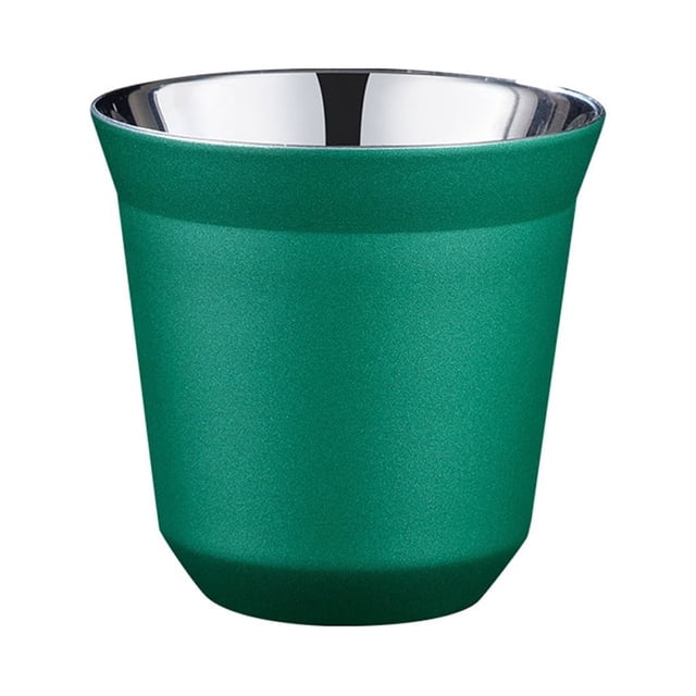 Inteprter Tazas de café de doble pared contenedor anti-escaldado 80ML pequeña capacidad té leche anillo boca aislamiento taza estudiante verde Type2 NO2