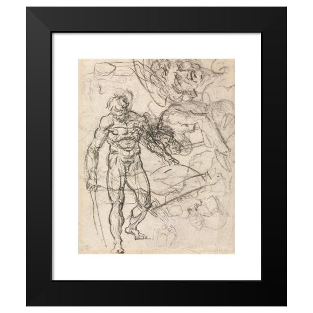 Jean-Honoré Fragonard 12x14 Black Modern Framed Museum Art Print Titled - Figure Studies (Verso) (C. 1761)