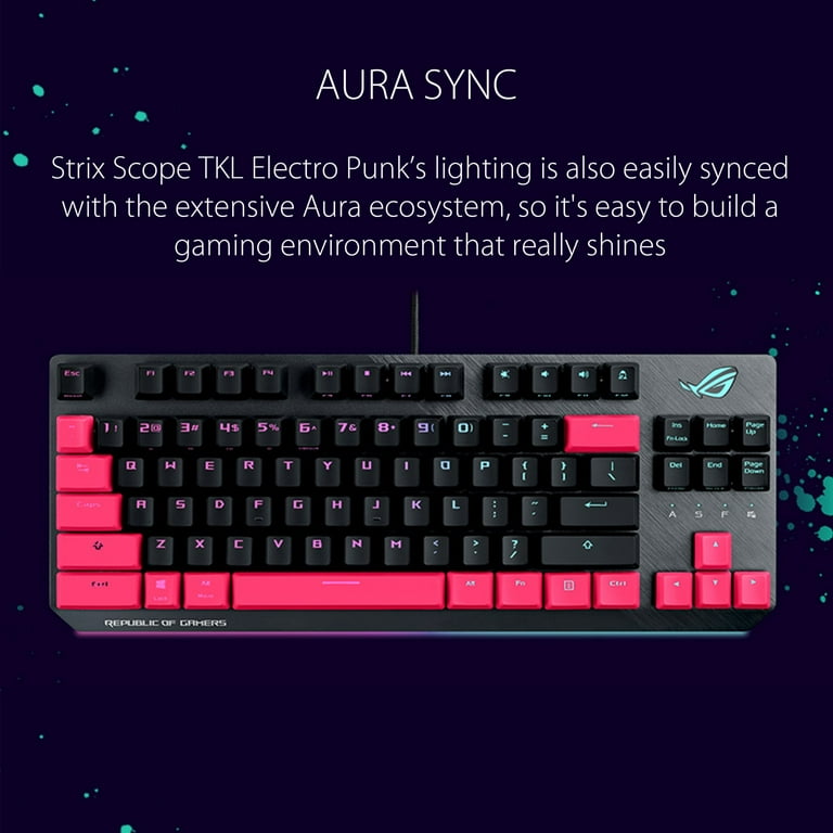 ASUS ROG Strix Scope TKL Electro Punk Mechanical Gaming Keyboard, Cherry MX  Red Switches, 2X Wider Ctrl Key for Greater FPS Precision, Gaming Keyboard