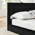 thumbnail image 5 of Full Size Upholstered Tufted Floor Bed Frame, Sofa Bed Frame with Comfortable Backrest and Armrests,Velvet Platform Bed for Bedroom, Living, Recreation Room,No Box Spring Needed (Black, Full), 5 of 9