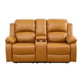 thumbnail image 2 of Gewnee Leather Manual Reclining Loveseat with 2 Recliners and Cup Holders,Brown, 2 of 8