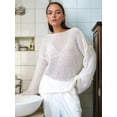thumbnail image 5 of Women Oversized Long Sleeve Sheer Mesh Knit Sweater Tops Y2K Summer Loose Hollow Out Pullover Jumper Shirt Beach White L, 5 of 9