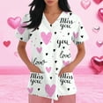 thumbnail image 3 of Womens Valentine Day Scrub Tops Love Heart Print Short Sleeve Quick Dry Plus Size Scrub Tops Medical V Neck Cute Uniform with Pockets White S, 3 of 5