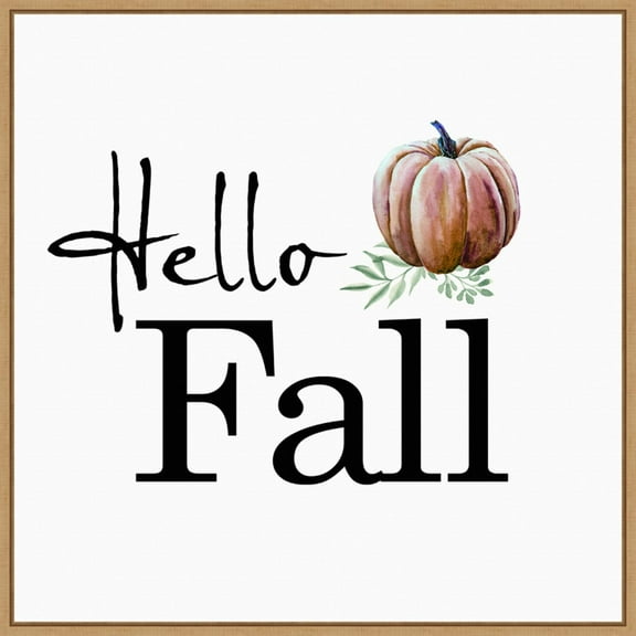 Amanti Art Hello Fall Pumpkin Framed Canvas Wall Art Print