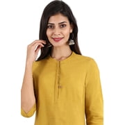 Round Neck Solid Kurta - Ceylon Yellow-Medium
