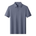thumbnail image 3 of FRSASU Men's Ribbed Polo Shirts Short Sleeve V-Neck Slim Fit Polo Shirt Casual Summer Collared Golf Shirt Navy, 3 of 5
