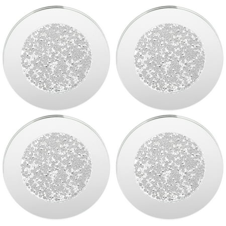 

Hemoton 4pcs Glass Craft Placemats Rounded Coasters Tabletop Cup Mats Glass Coasters