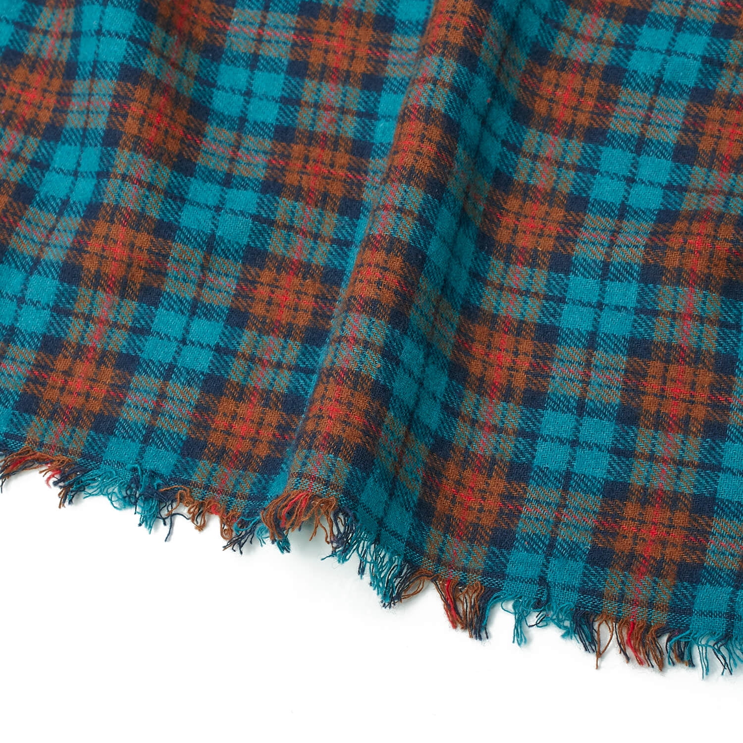 Flannel Brushed Hypoallergenic Cotton Tartan Plaid Geometric #16 Yarn Dyed Fabric By The Yard To Sew Apparel, Accessories, & Décor - Rust / Teal (10 Yards)