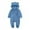 Blue, variant on Newborn Baby One Piece Outfit Infant Boys Girls Fleece Hooded Romper Jumpsuits Cute Footed Outerwear for 0-12m