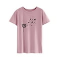 thumbnail image 3 of TWZH Women Dandelion Pigeon Print T-Shirt Crew Neck Short Sleeve Plain Tee, 3 of 6