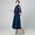 thumbnail image 2 of Robe de Soirée station Européenne Femme 2024 Nouvelle Robe Bleu Marine Usuelle Longue Robe Annuelle, 2 of 7