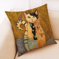 thumbnail image 3 of Juego de 4 fundas de almohada de lino con diseño de gato abstracto de 18.0 x 18.0 in, regalos para amantes de los gatos, almohada divertida para gatos, decoración de guardería, regalos para dueños de, 3 of 5