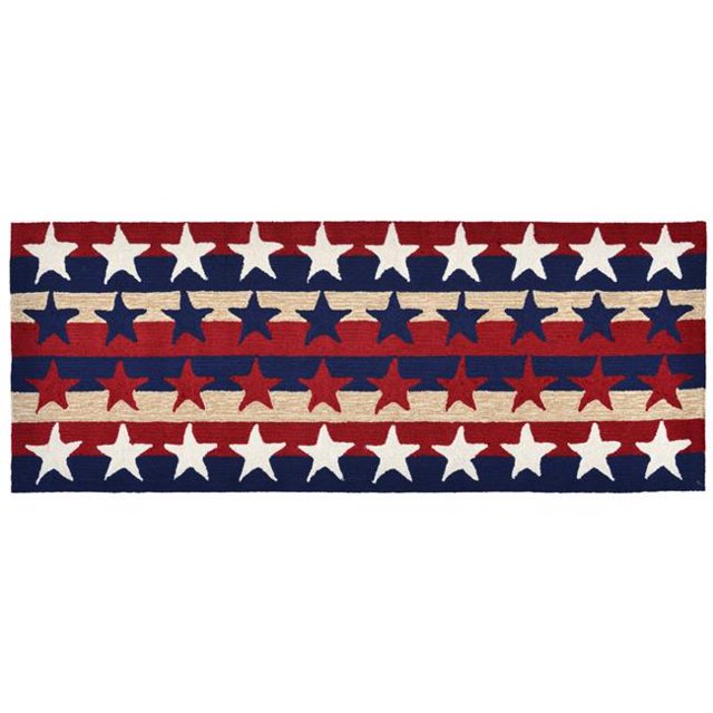 Trans-Ocean Importe FTPR5180414 24 x 60 Po Liora Mannequin Frontporch Étoiles & Rayures d'Intérieur et d'Extérieur Rug&44; Rouge