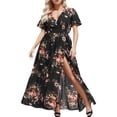 thumbnail image 1 of Ketyyh-chn99 Robes d'Invitée de Mariage pour Femmes 2024 Robe Mini Robe de Fête Robe maxi à Imprimé Floral à Manches Courtes Noir,5TG, 1 of 5