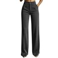 thumbnail image 4 of JUUNthy Dress Pants for Womens, Wide Leg with Pockets High Waist Flat Front Pleated Office Business Work Pants Burgundy M, 4 of 15
