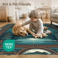thumbnail image 4 of ODIKA 8'x10' Washable Area Rug Durable, Non-Slip Fishing Vintage Fish Woodland Theme Bass Center Symmetrical Layout for Living Room, Under Sectional, Family, 4 of 7