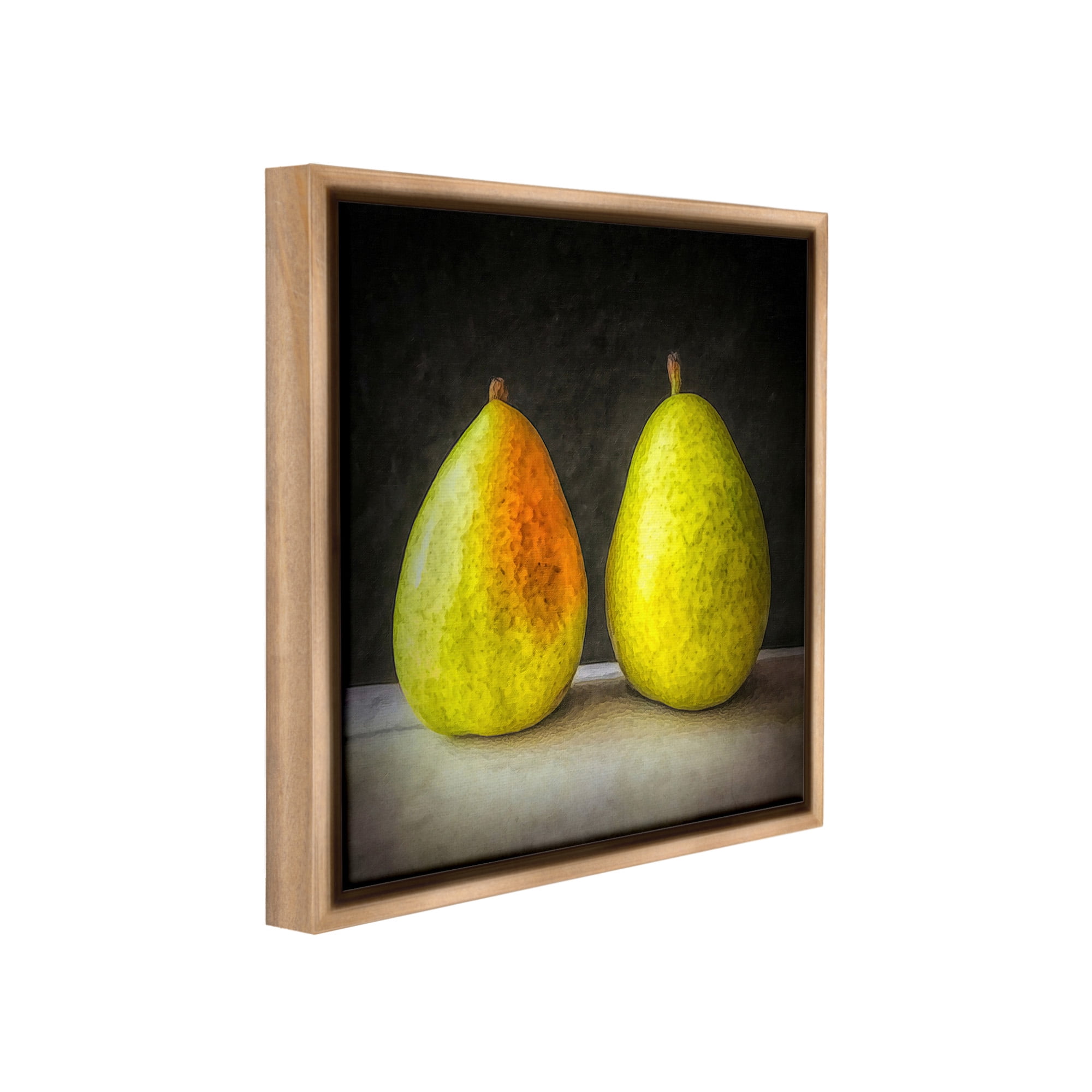 Stupell Industries Pear Duo Still Life Food & Beverage Painting Brown Floater Framed Canvas Art Print Wall Art, 18 x 18